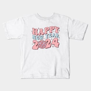 Disco Happy new Year 2024 Groovy Kids T-Shirt